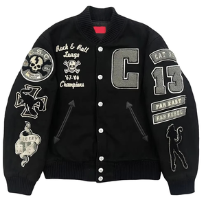 แจ็คเก็ตวาร์ซิตี้ผู้ชายปักลายเชนิลล์ขนสัตว์คุณภาพสูงสั่งทำพิเศษจาก MKB Enterprises ขายดีที่สุด ระบายอากาศได้ดี แห้งเร็ว - Product Image 1