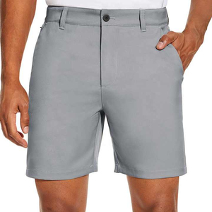 Pantalones Cortos Bermuda Grises para Hombre, de Secado Rápido, con Botones, Estilo Casual, con Bolsillos, Cintura Media, Color Sólido, Tejido de Poliéster - Product Image 1