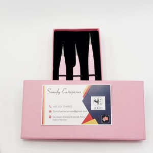 แหนบต่อขนตาสเตนเลสสีชมพูเข้มมีดีไซน์ใหม่พร้อมปลายแหลมแบบคงทน - Product Image 5