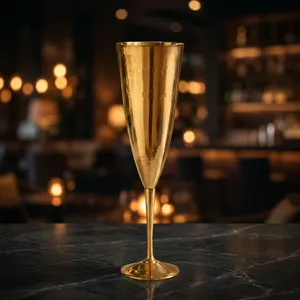 Elegant Gold Finish Brass <b>Champagne</b> <b>Flute</b> Handcrafted Metal Stemmed Goblet Luxury Drinkware <b>Wedding</b> Tableware Decorative Wine - Product Image 1