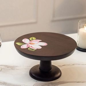 Support à gâteau en bois fait main, motif floral rose, écologique, non toxique, facile à démouler, présentoir à desserts, Curio Craft CC-CS 21 - Product Image 1