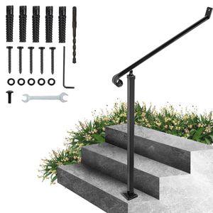 Ringhiere in Ferro Battuto per Esterni a 2-3 Gradini, Ringhiere Nere in Ferro per Scale, Eleganti Ringhiere da Parete per Scale - Product Image 3