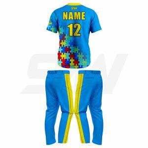 Uniforme de Béisbol Personalizado Hecho en Fábrica, Transpirable, con 2 Botones, Conjunto de Camiseta y Pantalones de Béisbol para Equipos Juveniles y Adultos - Product Image 3