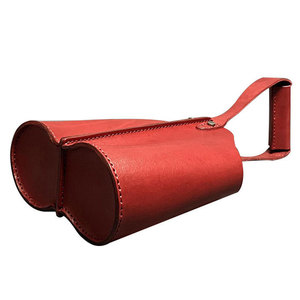 Porte-bouteille de vin en cuir rouge avec motif gaufré, support pour une seule bouteille avec poignée, 140g, étui de voyage portable - Product Image 2
