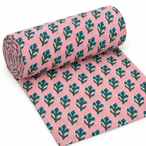 Tela de Voile de Algodón Ligera Estampada a Mano Pinksa, 90 GSM, 43/44 Pulgadas de Ancho, Diseño Floral Unisex - Product Image 3