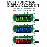 Kit DIY Horloge Numérique Multifonctionnelle à 4 Chiffres LED avec Affichage Heure, Date et Température, Boîtier Acrylique pour Pratique de Soudure Électronique