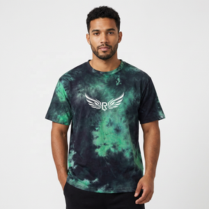 Camiseta de Manga Corta Tie-Dye para Hombre, Cuello Redondo, Estilo Casual, Tejido de Punto, Corte Regular, con Logotipo de Ala en el Frente, Degradado Verde y Negro - Product Image 6