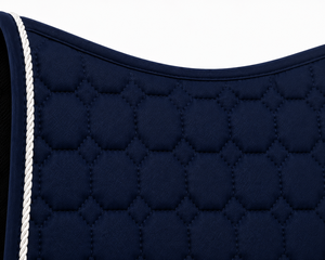 Wholesale Navy Blue Quilted Foam Horse Saddle Pad Dressage <b>Equestrian</b> Riding Shock Absorbing White Rope Trim Breathable Custom - Product Image 3