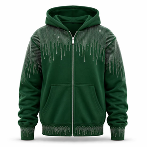 Custom Rhinestone Winter Hoodie Unisex Regular Fit 100% Cotton Hooded Sweatshirt Bling Crystal <b>Y2K</b> <b>Streetwear</b> Eco-Friendly OEM - Product Image 2
