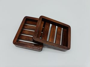 Eco-Friendly Rectangular Wooden Soap Dishes - Product Image 1
