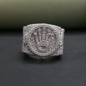 Bague de fiançailles tendance en forme de couronne entièrement sertie de pierres, certifiée IGI, plaquée or 14 carats, en acier inoxydable, moissanite 13,12 CT - Product Image 2