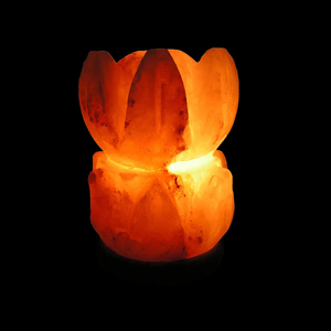 โคมไฟเกลือหิมาลัยสีชมพูโบราณ วัสดุออร์แกนิก คริสตัลรูปดอกไม้ ทำด้วยมือ สัมผัสเหมือนจริง ตกแต่งบ้าน - Product Image 4