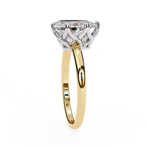 Anillo de Diamante Cultivado en Laboratorio con Corte Marquise de Crown Gallery, con Engaste de Seis Puntas y Piedras Redondas Decorativas, Joyería Nupcial de Oro Personalizada - Product Image 4