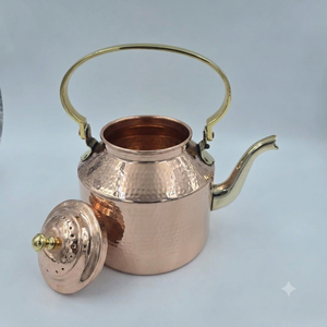 Bouilloire en cuivre pur martelé, fait main, avec poignée et bec en laiton, pour la cuisson de l'eau, service du thé, décoration de cuisine et de la maison - Product Image 3