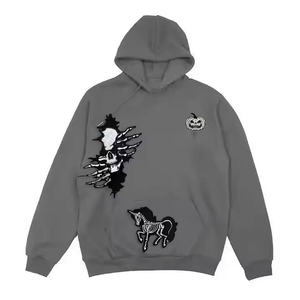 Sweat-shirt unisexe surdimensionné 100% coton léger, broderie personnalisée, effet délavé, sweats à capuche de haute qualité pour hommes - Product Image 2