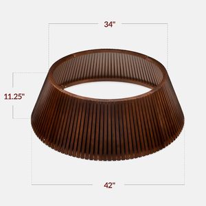 Funda rústica de madera con listones para árbol de Navidad, base de bambú ecológico para decoración navideña estilo granja, suministro al por mayor - Product Image 2