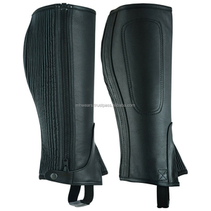 MH OEM Leather Half Chaps with Zipper & Button Closure for <b>Men</b> Women Training & Competition Use Custom Design - Product Image 1