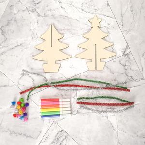 Décorations de Noël DIY en gros pour la maternelle : Mini sapins en bois à peindre, ornements cadeaux faits à la main pour enfants - Product Image 4