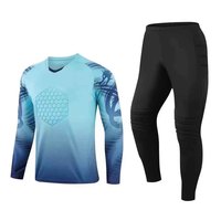 Set Jersey Kiper Sepak Bola Pria, Bahan Polyester Bernapas, Lengan Panjang, Seragam Latihan Sepak Bola, Perlengkapan Pelindung, Custom