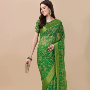 Sari de Rayón Estampado KV, Estilo Bollywood, para Fiesta, Sin Arrugas y Reversible, para Otoño - Product Image 1