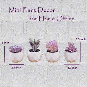 Set di Piante Succulente Artificiali Realistiche Viola con Vasi in Ceramica, Decorazione da Scrivania per Donne - Product Image 3
