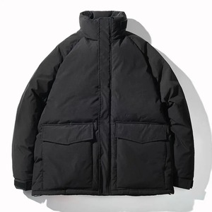 Chaqueta acolchada azul marino para hombre con cuello alto, cortavientos, con cremallera, informal, para otoño. - Product Image 3