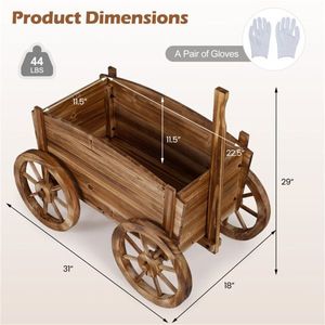 Vintage 44LBS Capacity Wood Flower <b>Pot</b> <b>Stand</b> with Drainage Hole Wagon Cart for Indoor & Outdoor Use Elegant Vintag - Product Image 2