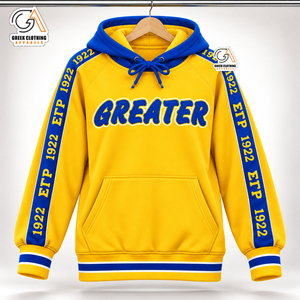 Sudadera con Capucha para Mujer con Letras Griegas Sigma Gamma Rho, Estampado Frontal GREATER, Franjas en las Mangas ETP 1922, 100% Algodón, Bordado Ecológico - Product Image 4