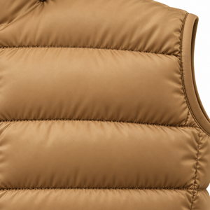 Chaleco de Invierno para Hombre, Color Bronceado Sólido, Cuello Alto, Relleno de Algodón, Transpirable, Cortavientos, Sin Mangas, con Cierre - Product Image 6