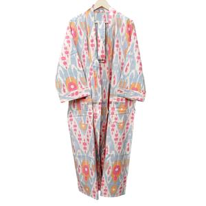 Robe Kimono Traditionnelle à Imprimé Floral, Col en V, Fermeture à Ceinture, Longueur Intégrale, Séchage Rapide, Vêtement de Nuit pour Femme, 100% Coton - Product Image 5