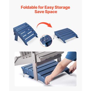 Poggiapiedi Adirondack 15.7L X 18.9W X 13H Pollici in Plastica HDPE Pieghevole Resistente alle Intemperie Stile Adirondac - Product Image 3