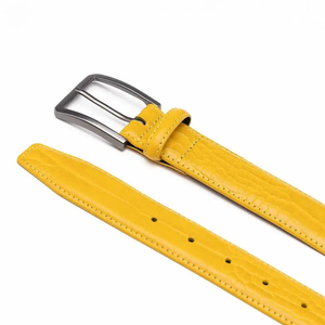 Ceinture en cuir de vachette jaune avec boucle rectangulaire en fer, style décontracté, durable, moulage monobloc - Product Image 3