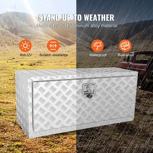 Cassetta per camion in alluminio resistente 36 x 17 x 18 con piastra diamantata, serratura e chiavi, resistente all'acqua, accessori per il controllo del carico del pickup - Product Image 4