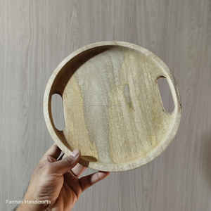 ถาดเสิร์ฟไม้มะม่วงทรงกลม ทำด้วยมือจากไม้ธรรมชาติ ราคาถูก - Product Image 2