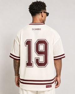 เสื้อฟุตบอลอเมริกันตาข่ายสีขาวสำหรับผู้ชาย Fly Humble คอวี แขนสั้น เบอร์ 07 ระบายอากาศได้ดี แห้งเร็ว ใส่สบายในฤดูร้อน ทรงปกติ - Product Image 2