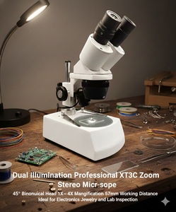 XT3 C ズーム光学式実体顕微鏡 双眼ヘッド 1X 4X デュアルLED照明装置 - Product Image 6