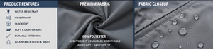 Ensemble coupe-vent gris à capuche pour homme 100 % polyester séchage rapide, veste décontractée de printemps et pantalon de survêtement assorti - Product Image 6