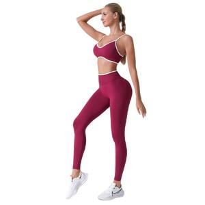 ZH001 Nouvelle Arrivée Ensemble Soutien-Gorge et Legging de Sport Yoga Tendance Motif Uni Taille Élastique Respirant Antichoc pour Yoga en Extérieur - Product Image 1