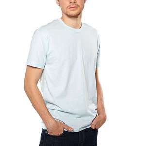 เสื้อยืดคอกลมแขนสั้นสีพื้นผ้าถักลำลองสำหรับผู้ชาย ทรงปกติ ผ้าเจอร์ซีย์คอตตอน 100% - Product Image 1