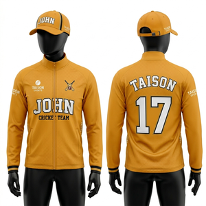 Mens <b>Cricket</b> Training Jacket 300 GSM Polyester Fleece Navy Royal <b>White</b> Panel Style Custom Heat Transfer Printing Activewear - Product Image 5