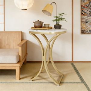 Tavolino da Caffè Circolare e Tavolino Laterale per Divano per Soggiorni, Camere da Letto o Aree di Ricevimento - Product Image 2