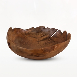 Bol en racine de teck massif fait main, bord naturel, récipient décoratif en bois, bol à fruits rustique, plat de service artisanal, centre de table en bois. - Product Image 4