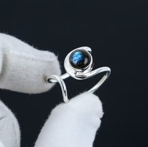 Natural Labradorite Open <b>Ring</b> Handmade <b>Adjustable</b> 925 Sterling <b>Silver</b> Gemstone <b>Ring</b> for Women Men Vintage Wholesale Jewelry - Product Image 1
