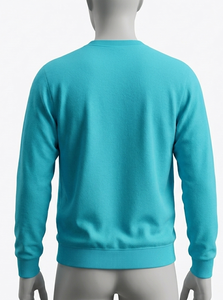 เสื้อสเวตเชิ้ตคอกลมสีเทอร์ควอยซ์สำหรับผู้ชาย ทรงปกติ ผ้าถัก 100% คอตตอน สวมใส่สบายๆ ในฤดูใบไม้ร่วง - Product Image 4