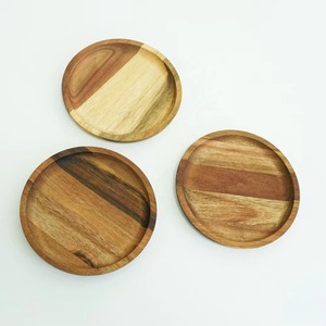 New Arrival Round Wood Coasters Set Modern Reusable <b>Mats</b> & Pads Natural Finish - Product Image 6
