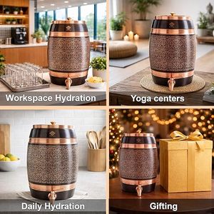 Distributeur d'eau en cuivre avec motif floral et robinet pour usage domestique - Product Image 2