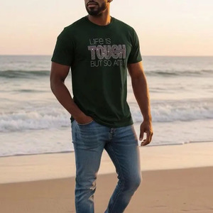 T-shirts respirants de haute qualité pour hommes, en coton 100%, coupe classique, avec strass, impression numérique pour hommes - Product Image 4