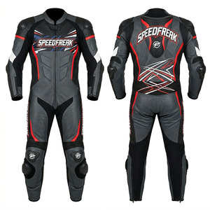 Traje de Motociclismo de Cuero SpeedFreak, de Una Pieza, para Pista, Color Gris - Product Image 3