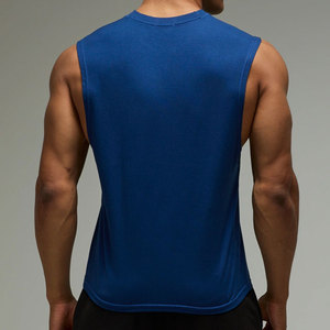 Custom <b>Running</b> Tank Top Regular Fit Men Plus Size Cut Out Sleeveless Solid Color Quick Dry Anti-Shrink Workout Knitted <b>Singlet</b> - Product Image 3