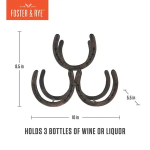 Foster & Rye Metal Wine Holder 3 Bottle Rustic Vintage Style Waterproof 5L Capacity <b>Bar</b> <b>Rack</b> - Product Image 2